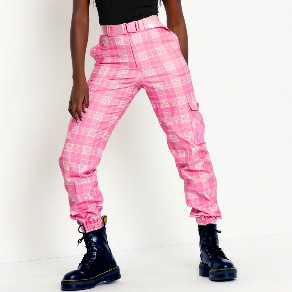 Plaid Pink Cargo Pants